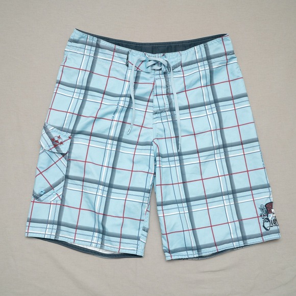 Other - Vintage 90s Y2k Quicksilver Board Shorts‎ Plaid Blue Baggy Size M/L
